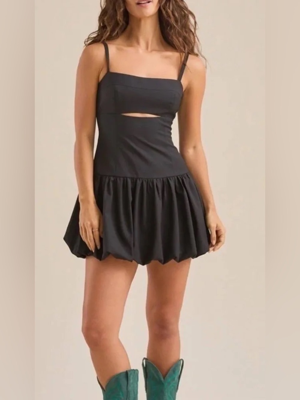 Altar'd State Black Double Spaghetti Strap Mini Dress